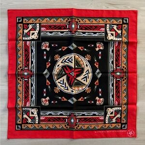 Vintage Wamcraft Bandana Thunderbird Handkerchief Red Southwestern Made in USA